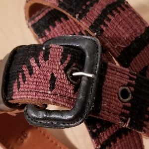 ⚘⚘⚘ MENS WOVEN COTTON AND LEATHER BELT SIZE 38